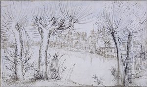 Étang devant une ville - Augustin Hirschvogel